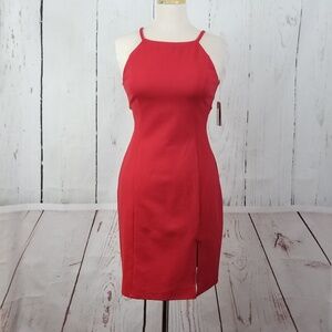 HARPER + LEMON Red Sleeveless Halter Sheath Dress